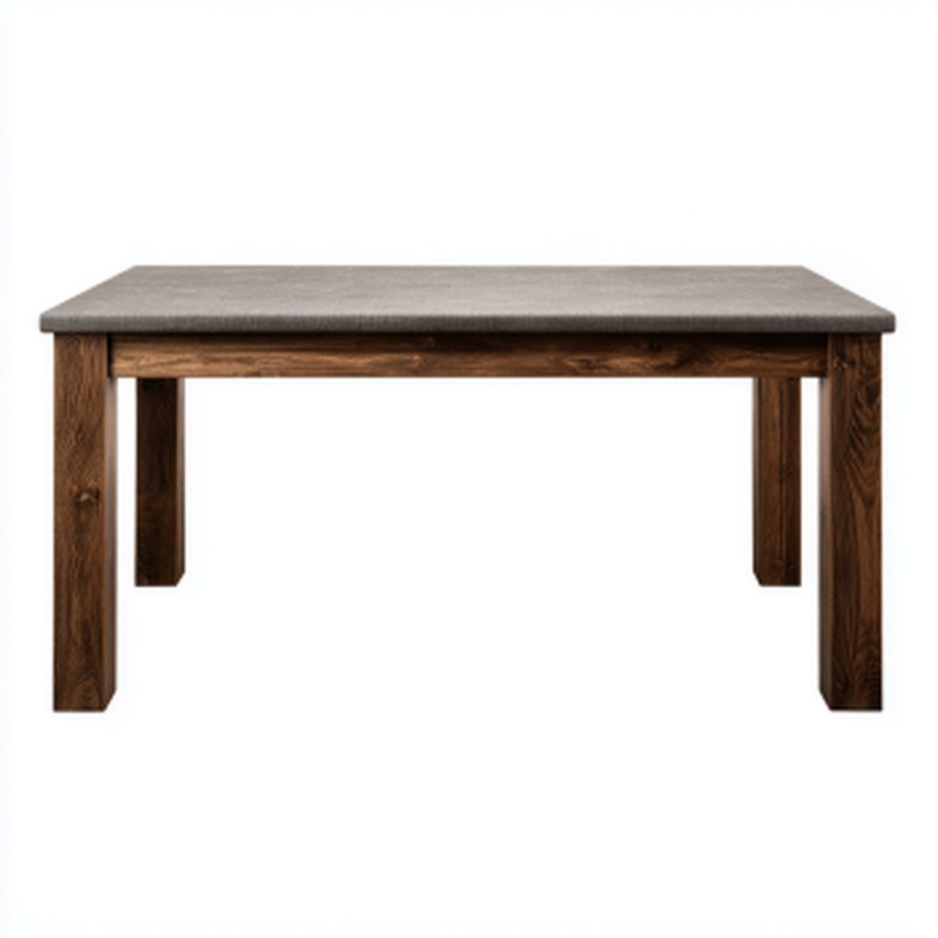 Table de repas rectangulaire avec plateau effet béton et pieds en acacia massif-Yglesiasft