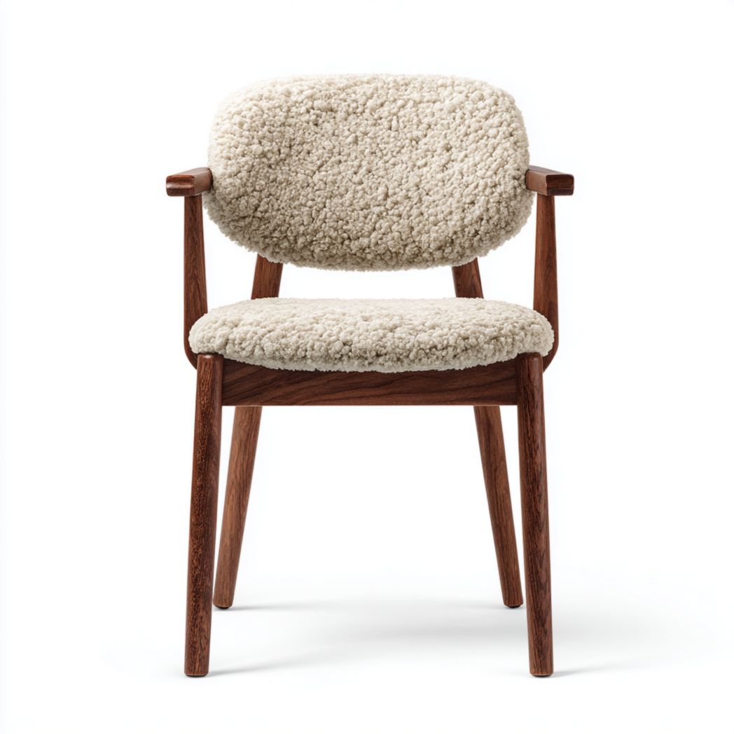 Chaise de salle à manger avec accoudoirs en bois massif et assise rembourrée-Yglesiasft