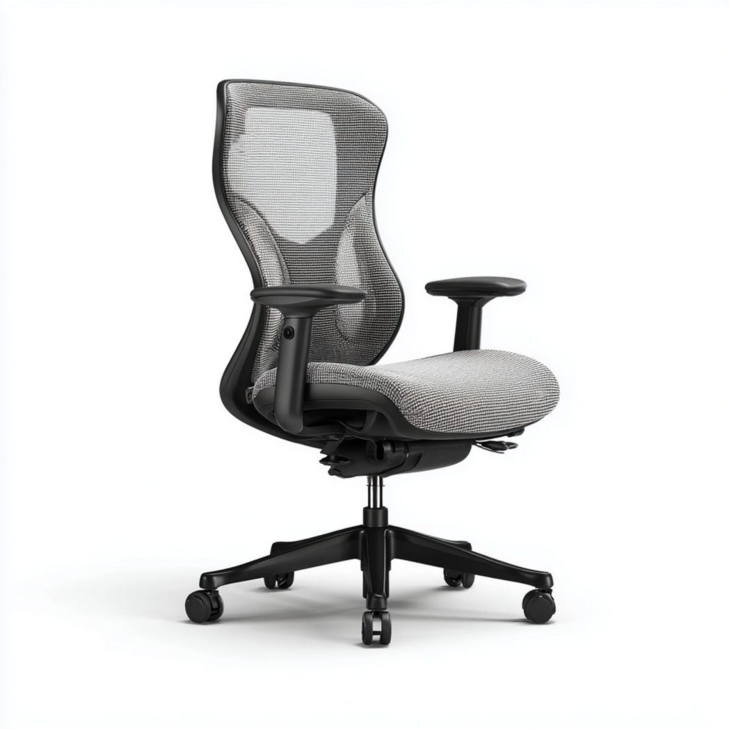 Chaise de bureau pivotante avec dossier en maille et accoudoirs réglables - Noir-Yglesiasft