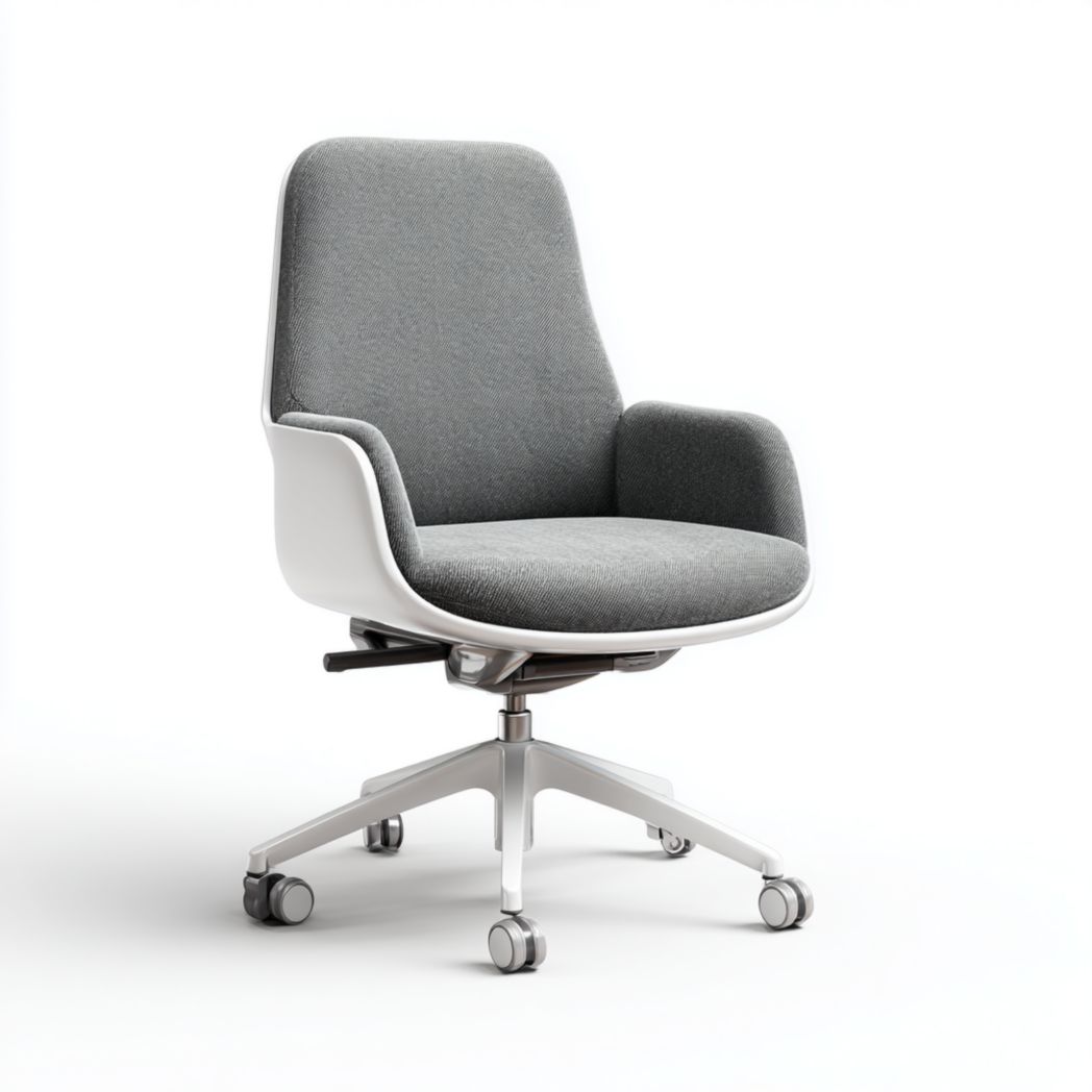 Chaise de bureau pivotante avec dossier en tissu et coque en polypropylène - Gris et Blanc-Yglesiasft