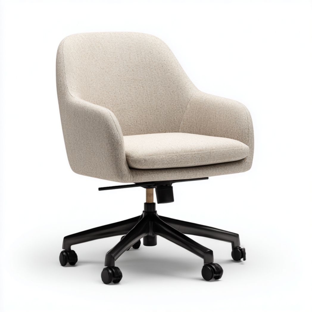 Chaise de bureau pivotante avec revêtement en tissu et accoudoirs intégrés - Beige-Yglesiasft