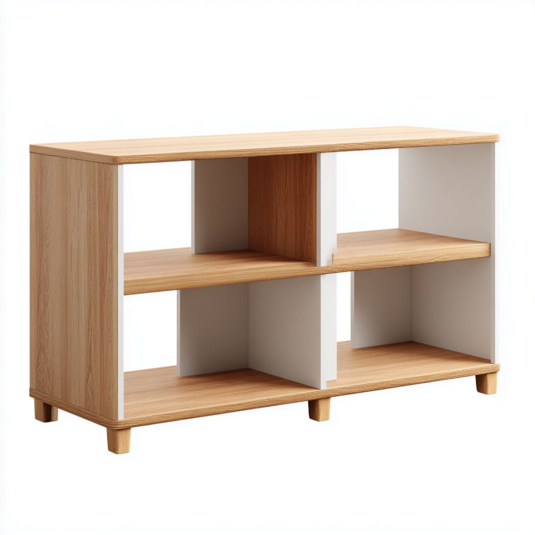 Meuble de rangement bicolore avec six compartiments ouverts-Amgefurniture