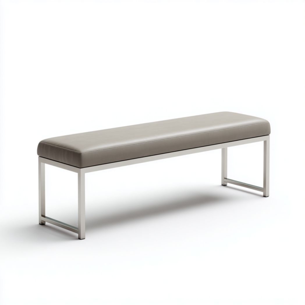 Banc Rembourré en Similicuir avec Structure Fine en Acier Inoxydable-Amgefurniture