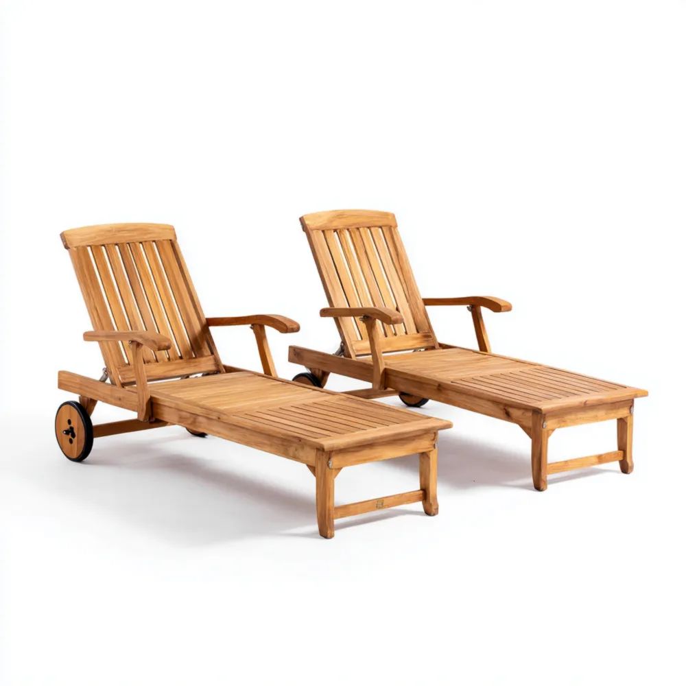 Lettini prendisole in legno massello - 200x70x35 cm - design classico