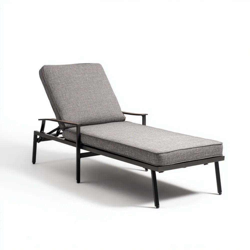 Lettino prendisole in metallo imbottito 200x70x35 cm - Grigio - Design Moderno