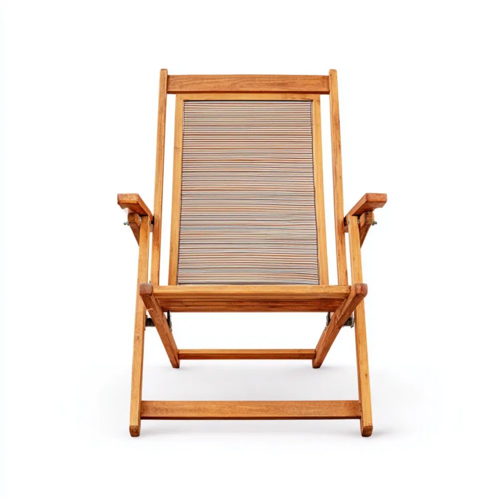 Lettino prendisole pieghevole in legno 100x50x100 cm - Marrone - Design classico