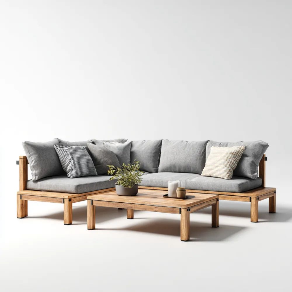 Set di Divani da Esterno in Legno 250x80x70 cm - Grigio - Design Moderno