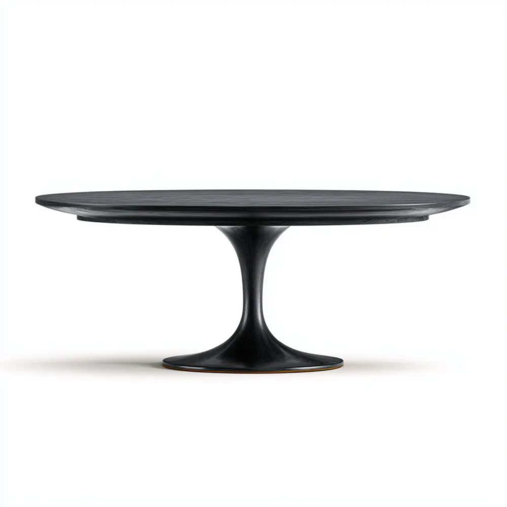 Tavolo da Pranzo Rotondo in Legno Nero 150x150x75 cm - Design Moderno