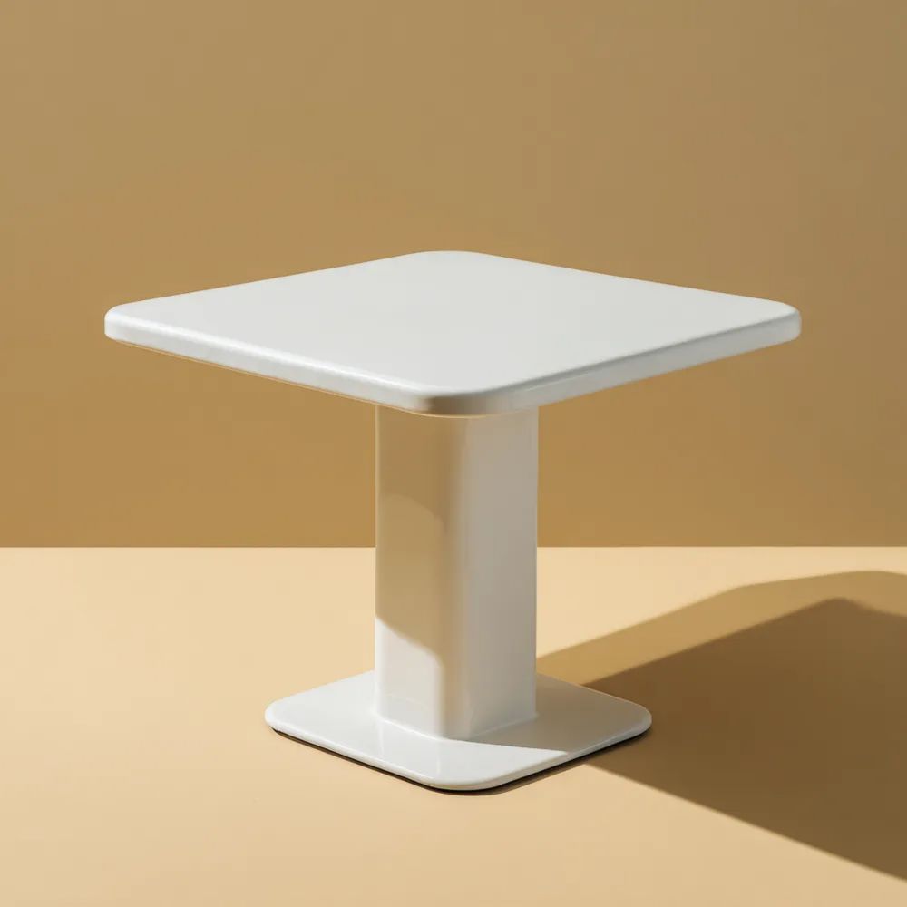 Tavolo da Pranzo Quadrato in Metallo 80x80x75 cm - Bianco - Design Moderno