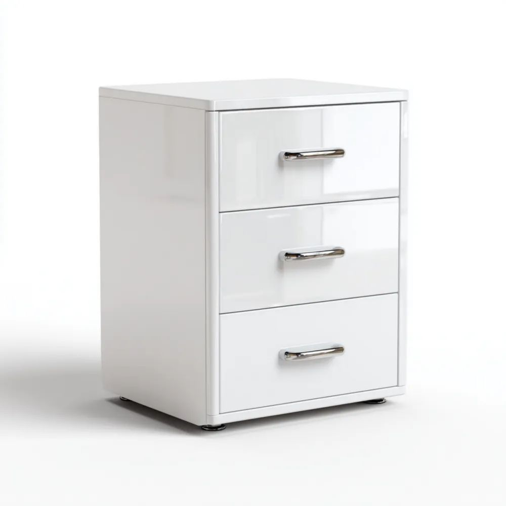 Cassettiera in Legno 3 Cassetti 45x35x65 cm - Bianco - Design Moderno