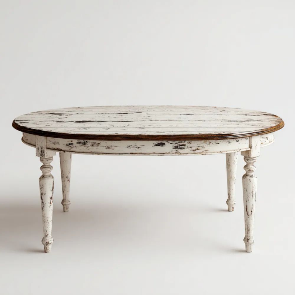 Tavolo da pranzo ovale in legno 180x90x75 cm - Bianco Antico