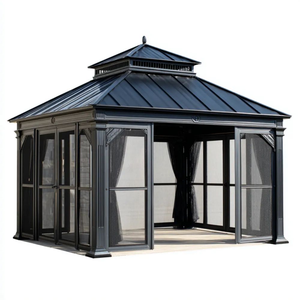 Gazebo in alluminio 400x300x280 cm – Nero – Design classico
