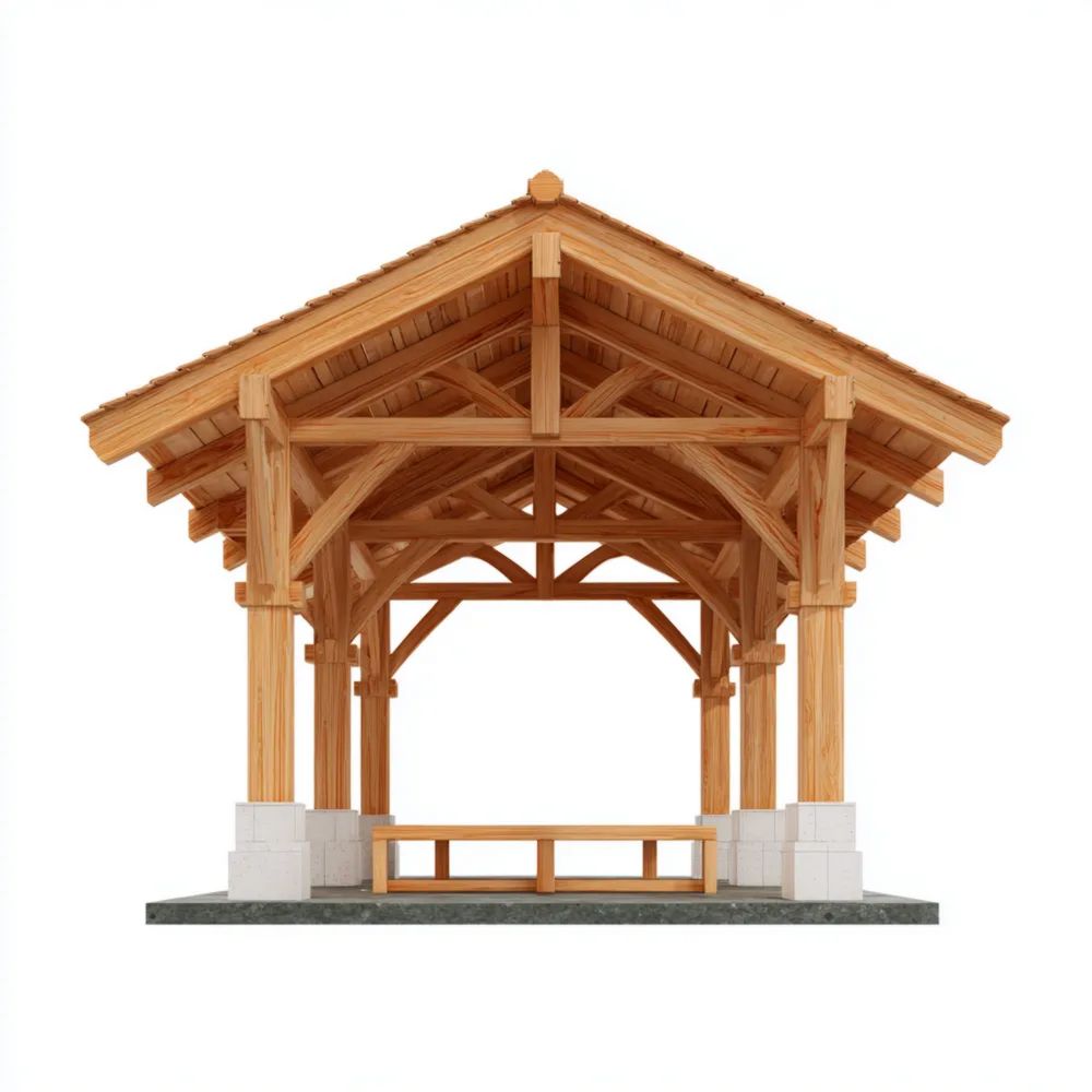 Gazebo in Legno Massello 300x300x250 cm - Design Rustico