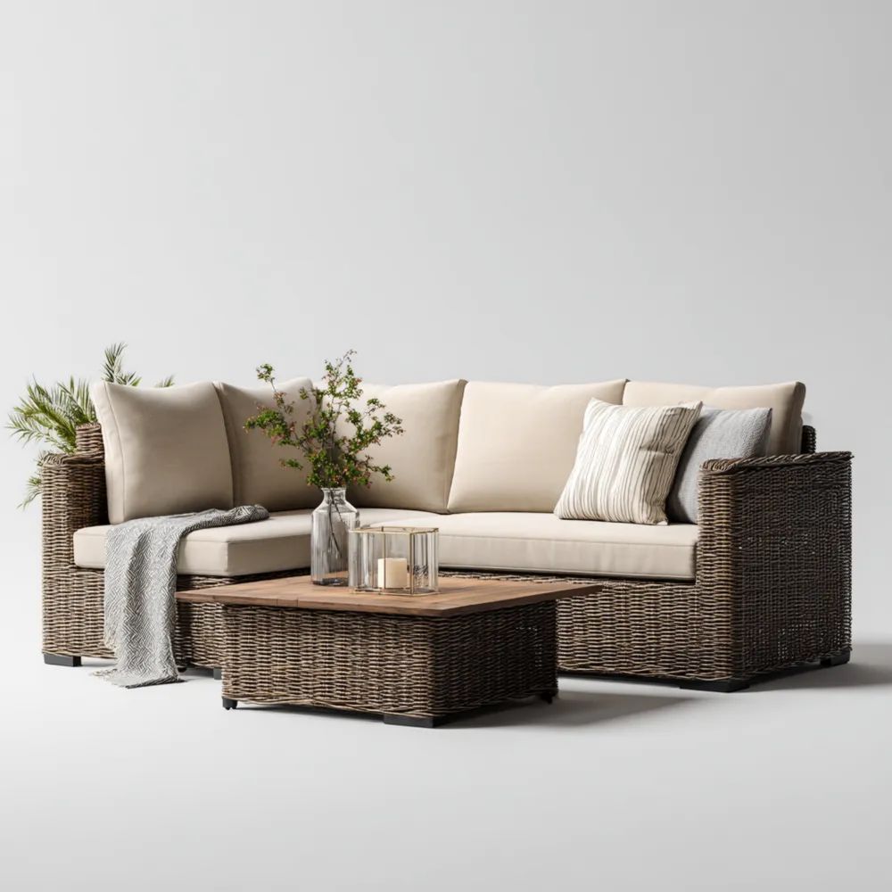 Set di divani da esterno in rattan 250x80x70 cm Beige – Design moderno