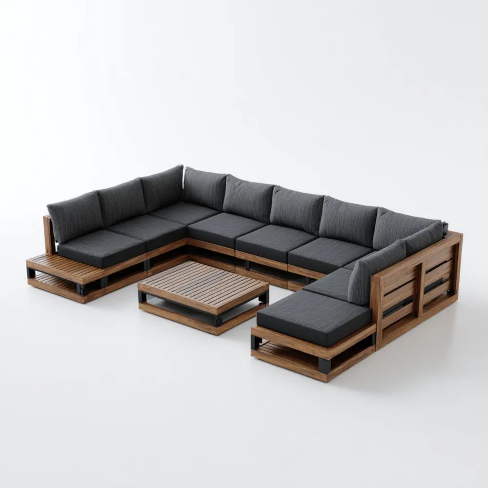 Set di divani da esterno in legno massiccio 250x250x70 cm – Grigio Scuro