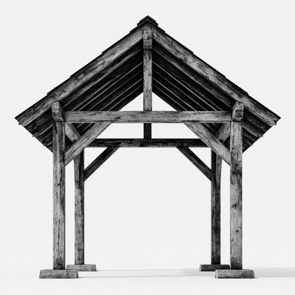 Gazebo in Legno Massello 350x350x300 cm – Struttura Resistente per Giardino (Naturale)