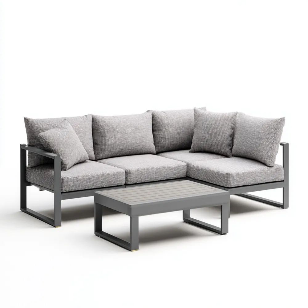 Set di Divani da Esterno in Tessuto Grigio 200x75x65 cm – Design Moderno