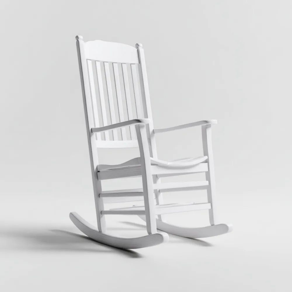 Sedia a dondolo in legno 100x60x80 cm - Bianco - Design classico