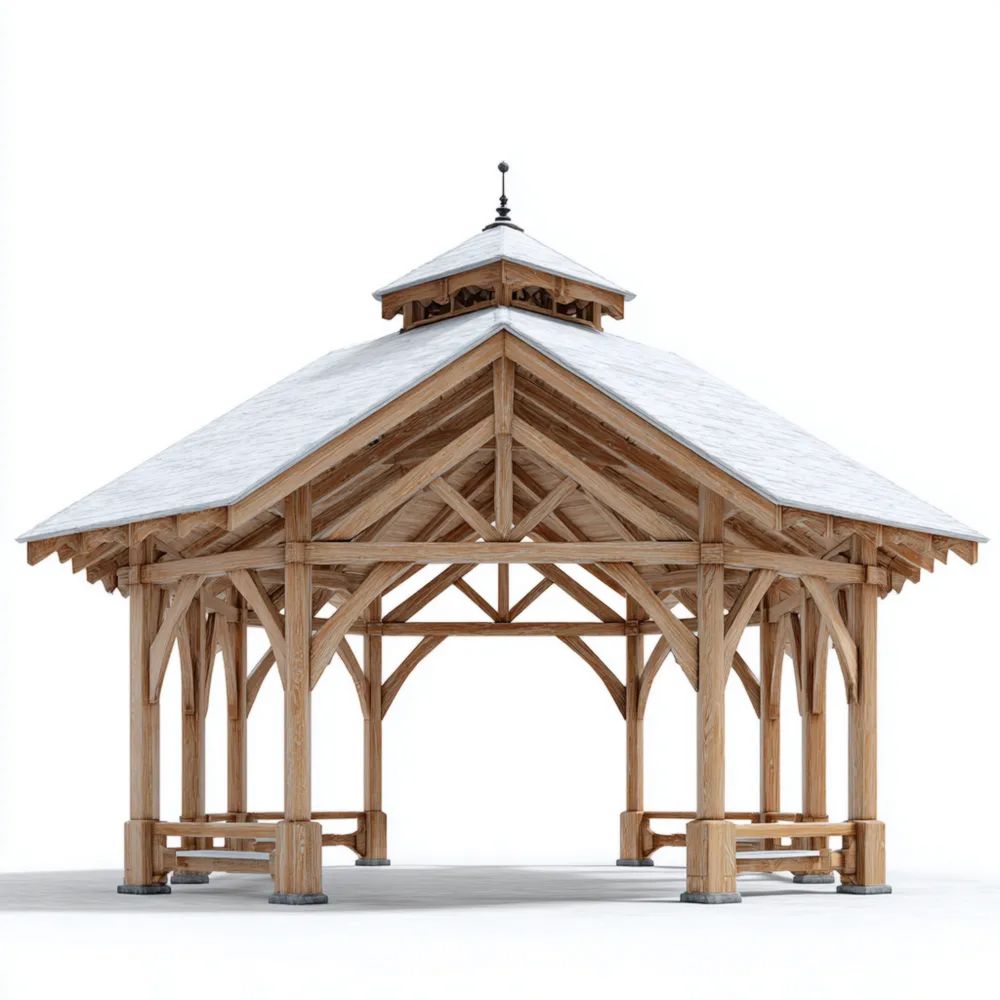 Gazebo in legno massello 300x300x250 cm - Design tradizionale