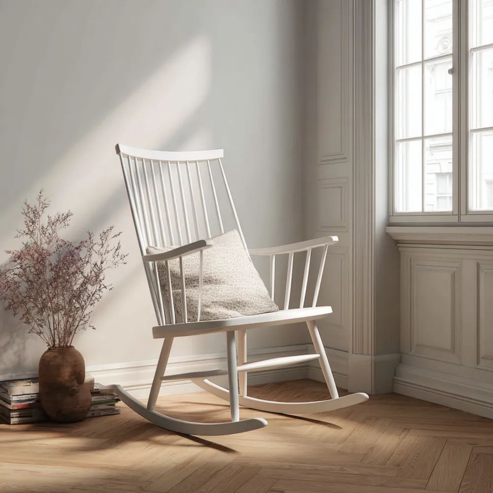 Sedia a dondolo in legno massello 60x80x110 cm - Classico design