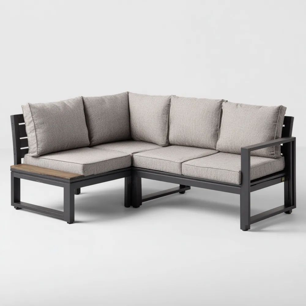 Set di Divani ad Angolo da Esterno in Metallo 200x150x70 cm – Grigio – Design Moderno