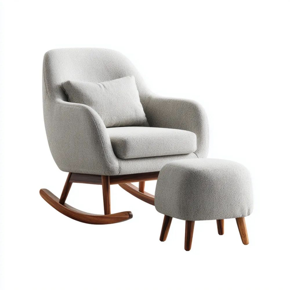 Sedia a Dondolo in Tessuto 60x80x85 cm – Grigio – Design Moderno