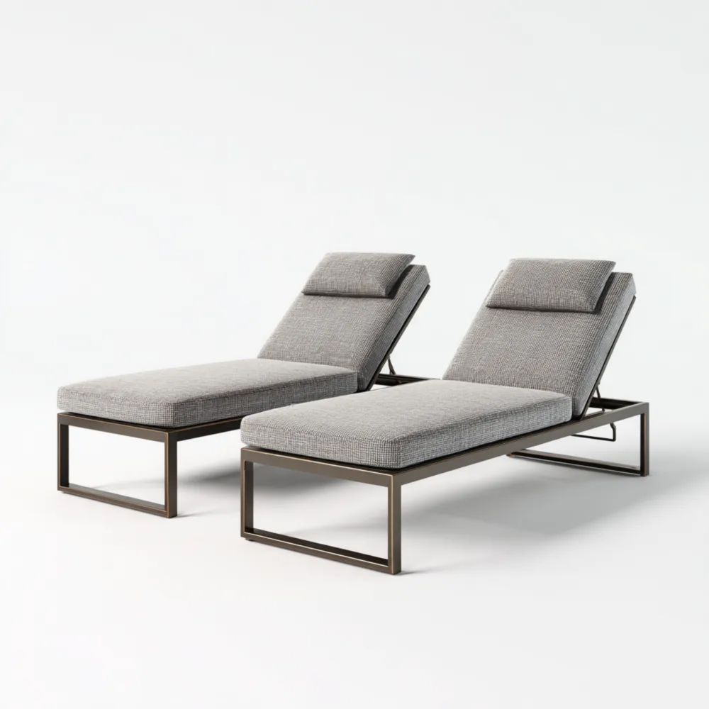 Lettino prendisole in tessuto 200x75x35 cm – Grigio – Design moderno