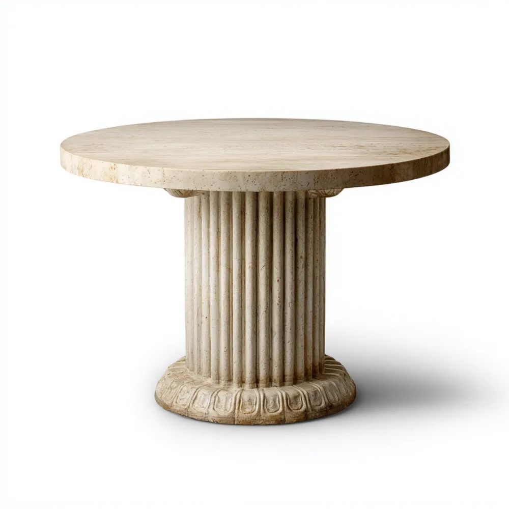 Tavolo da pranzo rotondo in marmo 120x120x75 cm - Beige - Design classico