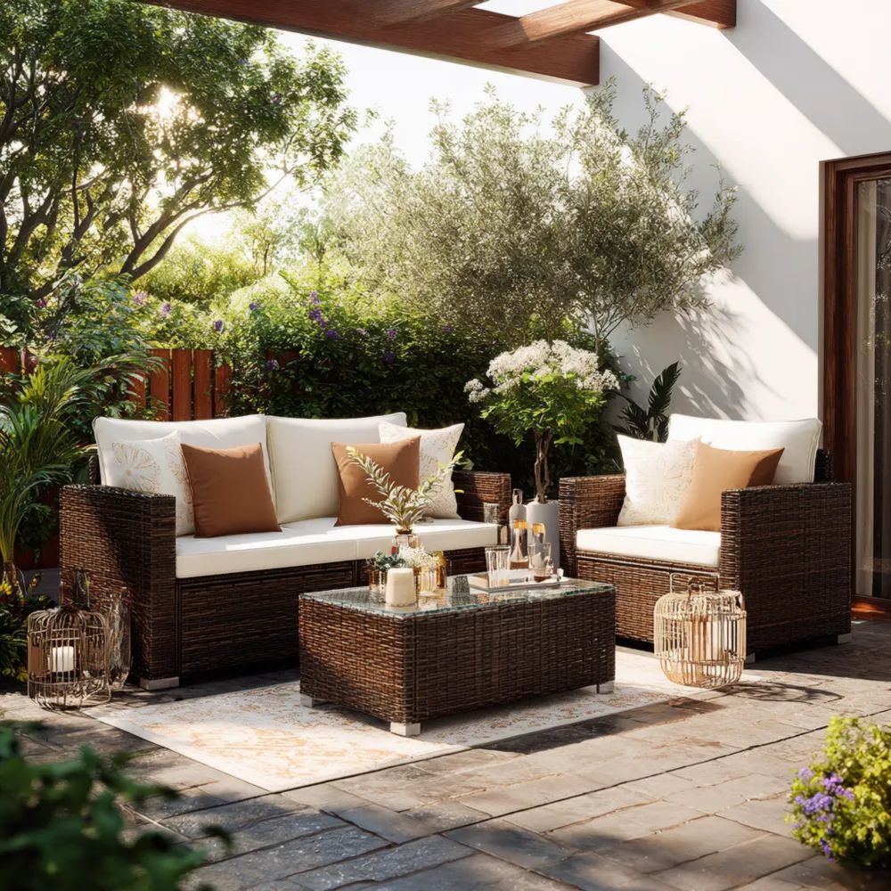 Set di divani da esterno in rattan 130x75x80 cm - Design moderno