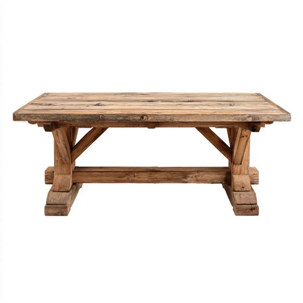 Tavolo da pranzo in legno massello riciclato 200x100x75 cm - Design Rustico