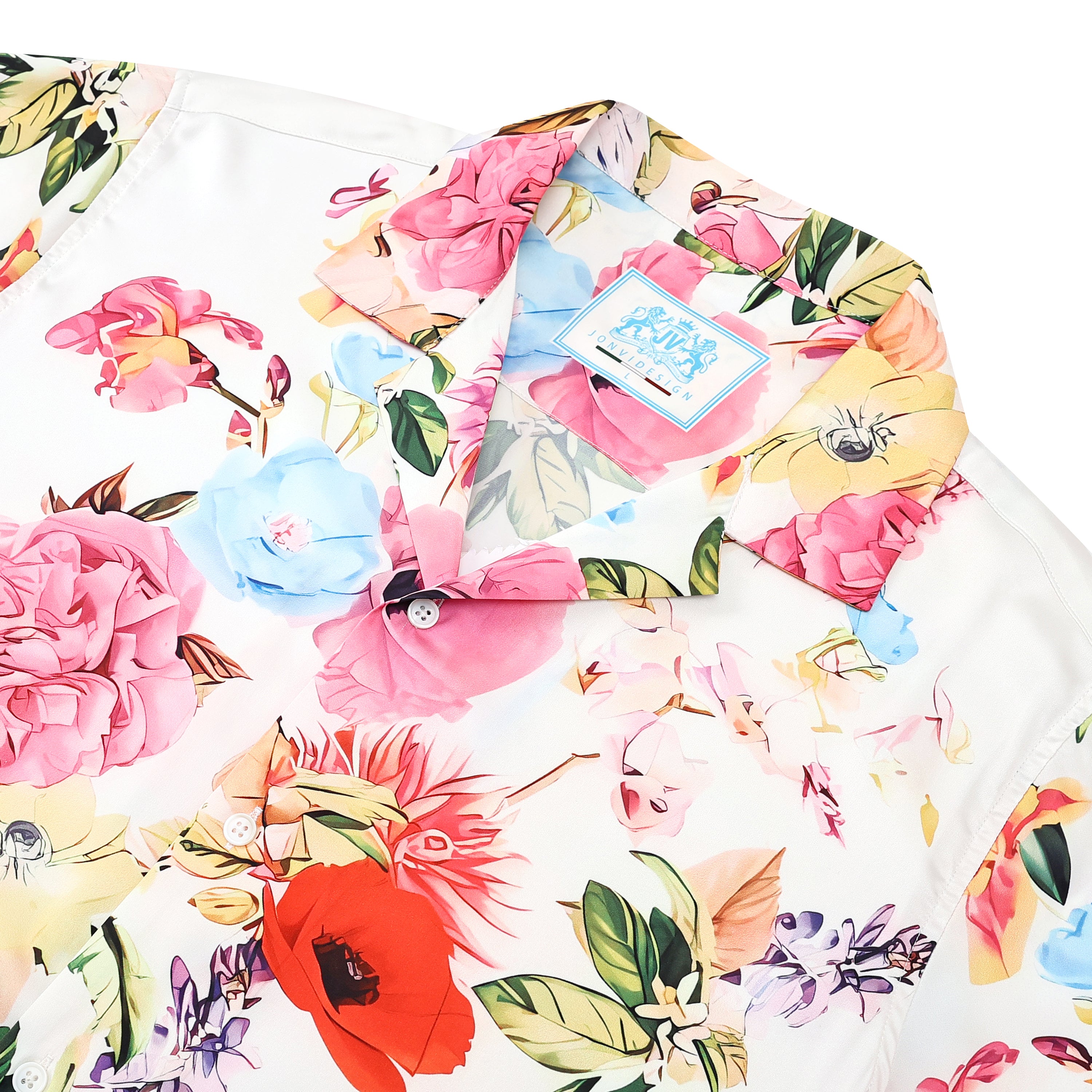 Summer Floral Pattern Camp Collar Casual Shirt for Men Jonvidesign