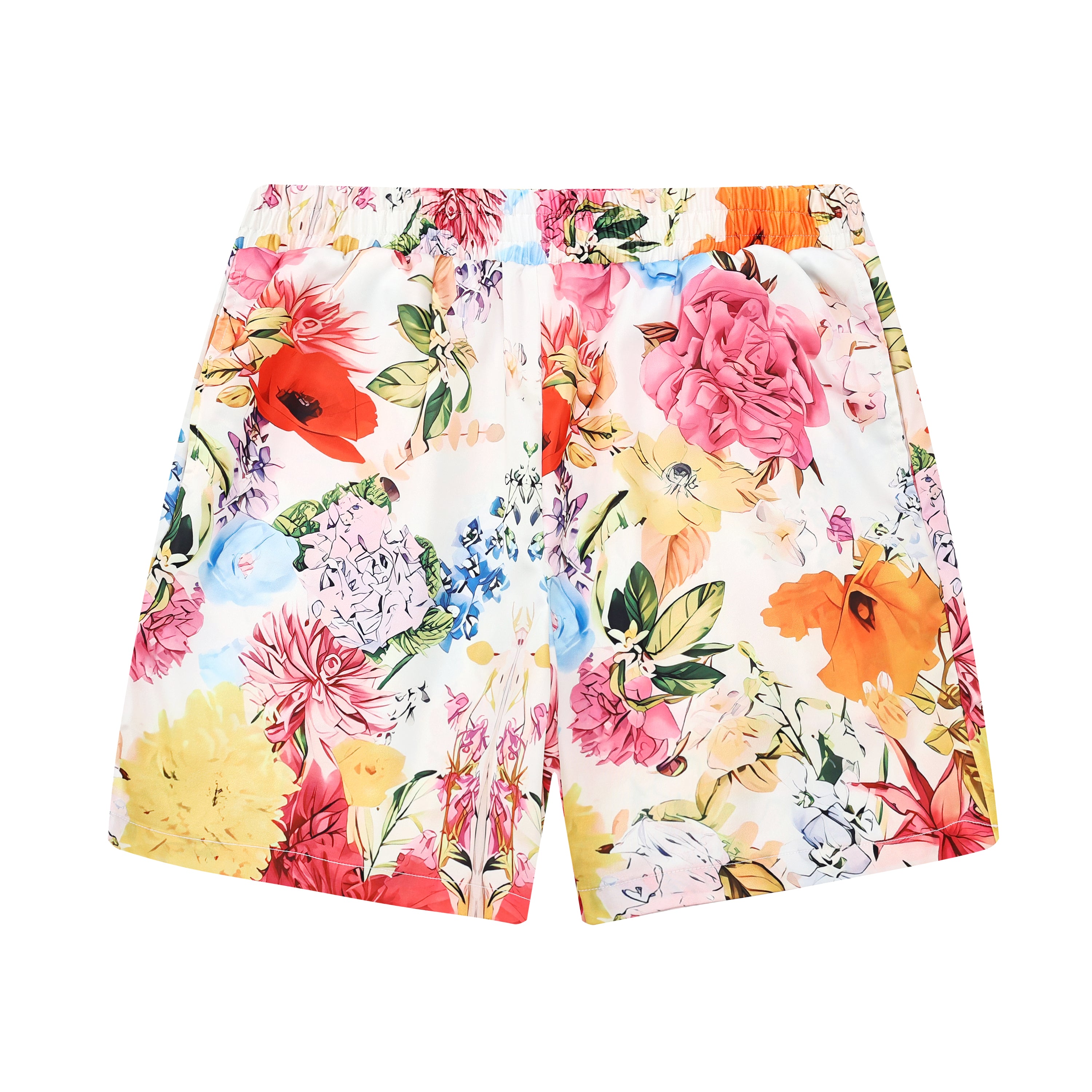 Summer Floral Pattern Elastic Waistband Casual Shorts Jonvidesign