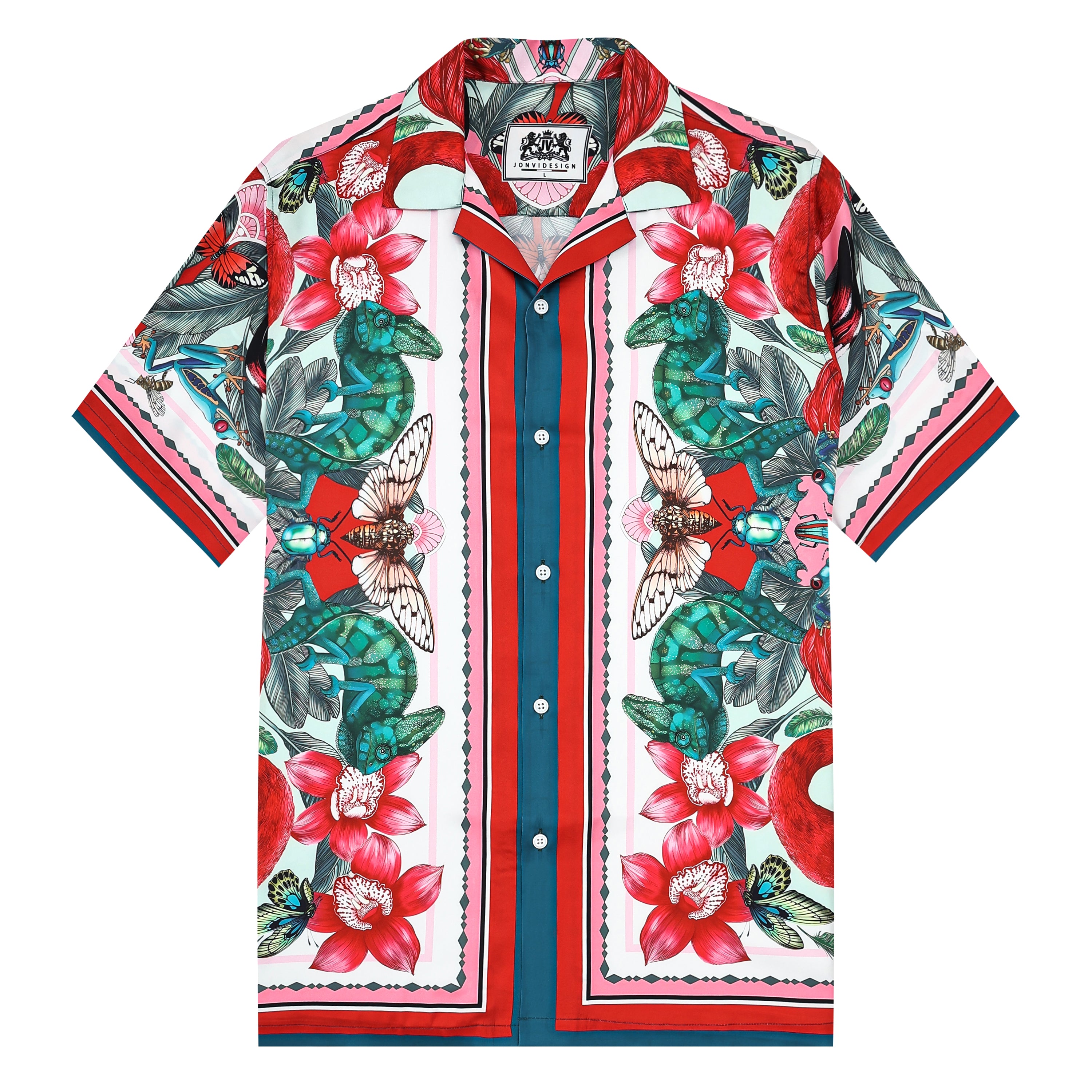 Animal Flamingo Pattern Camp Collar Casual Shirt Jonvidesign