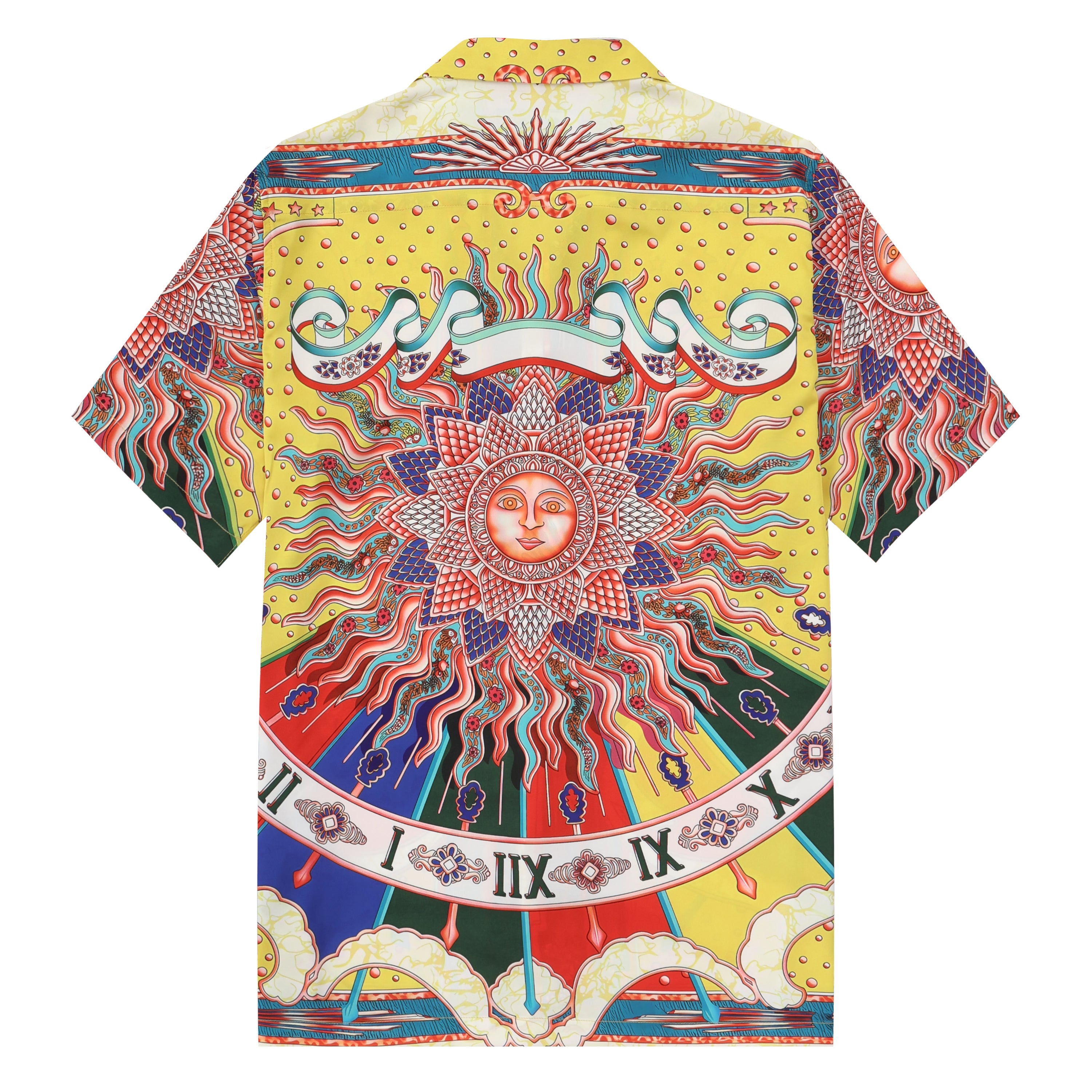 Yellow Star and Moon Pattern Camp Collar Shirt Jonvidesign