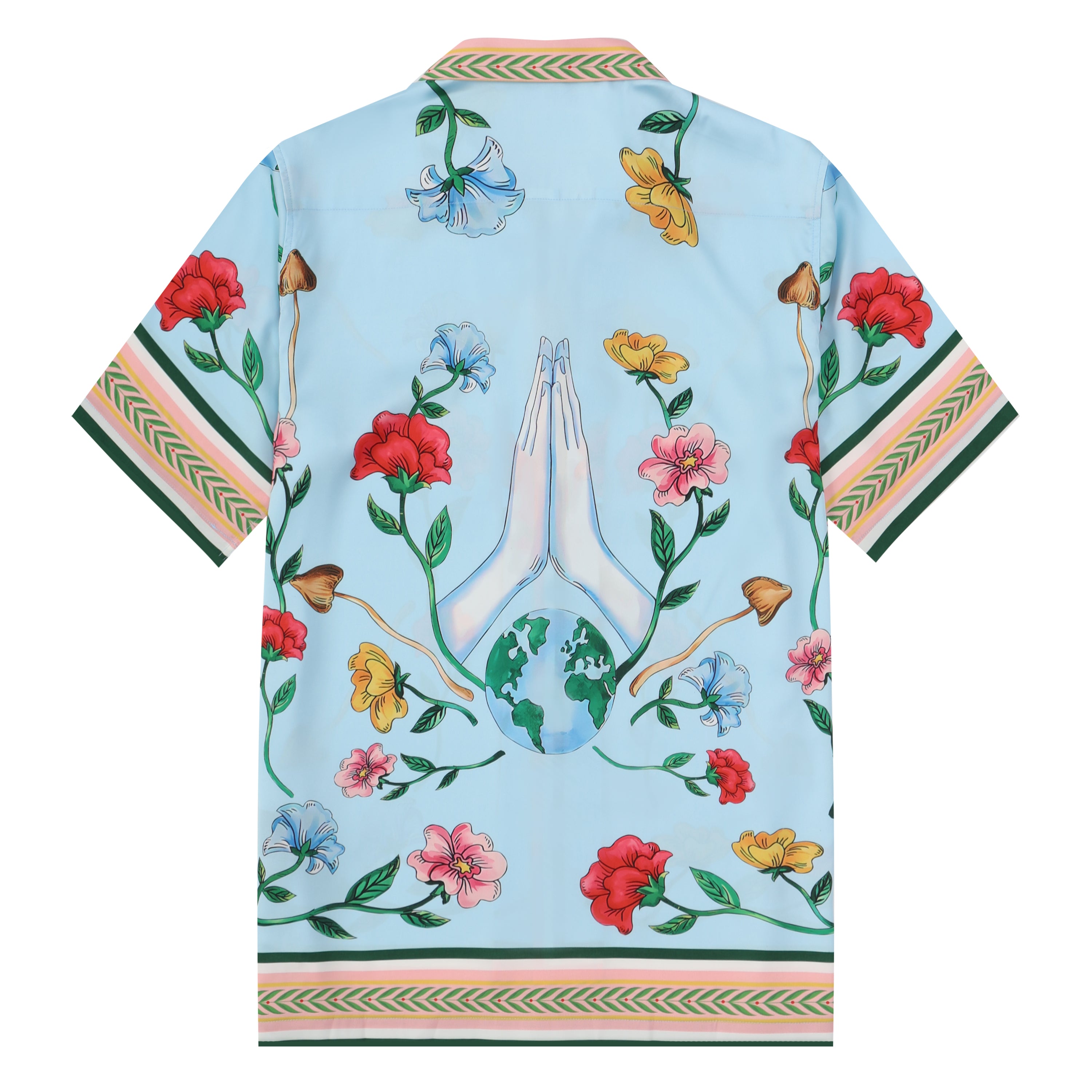 Natural Flower Pattern Camp Collar Casual Shirt in Purple Jonvidesign