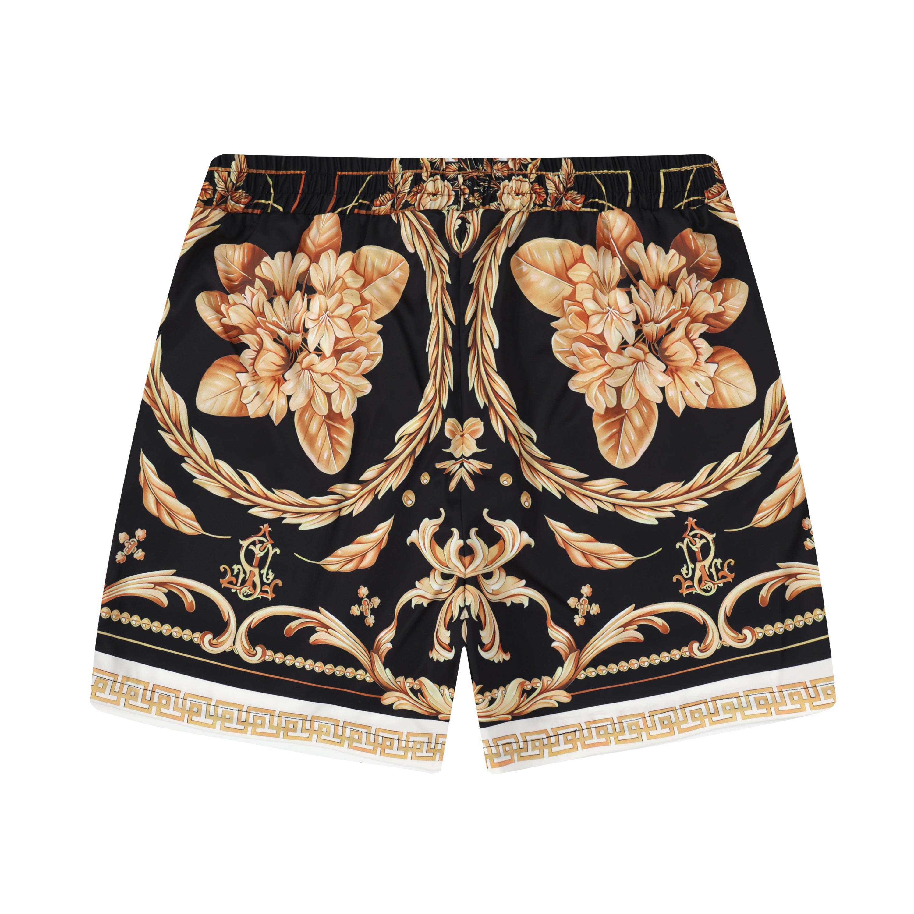 Baroque Pattern Elastic Waistband Casual Shorts Jonvidesign