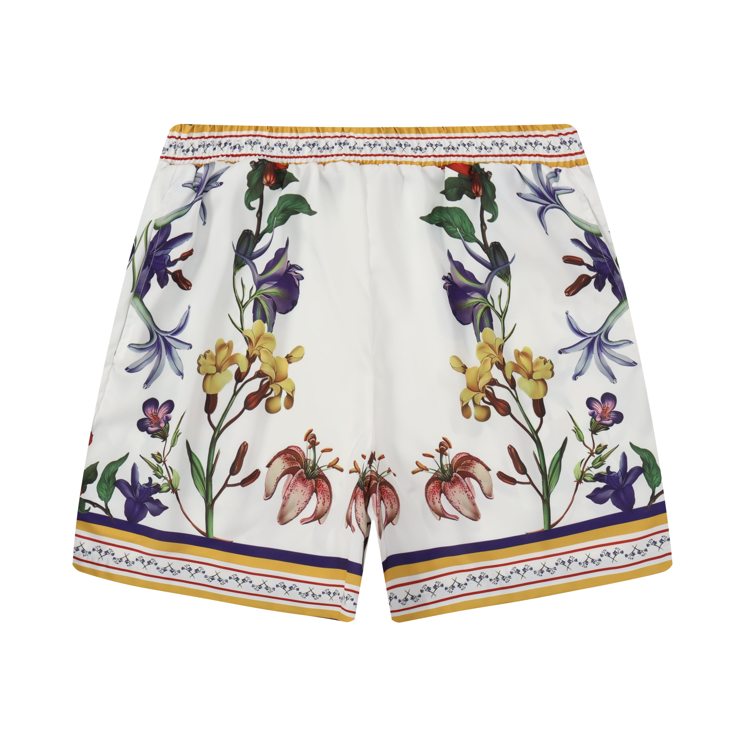 Floral Pattern Elastic Waistband Casual Shorts Jonvidesign