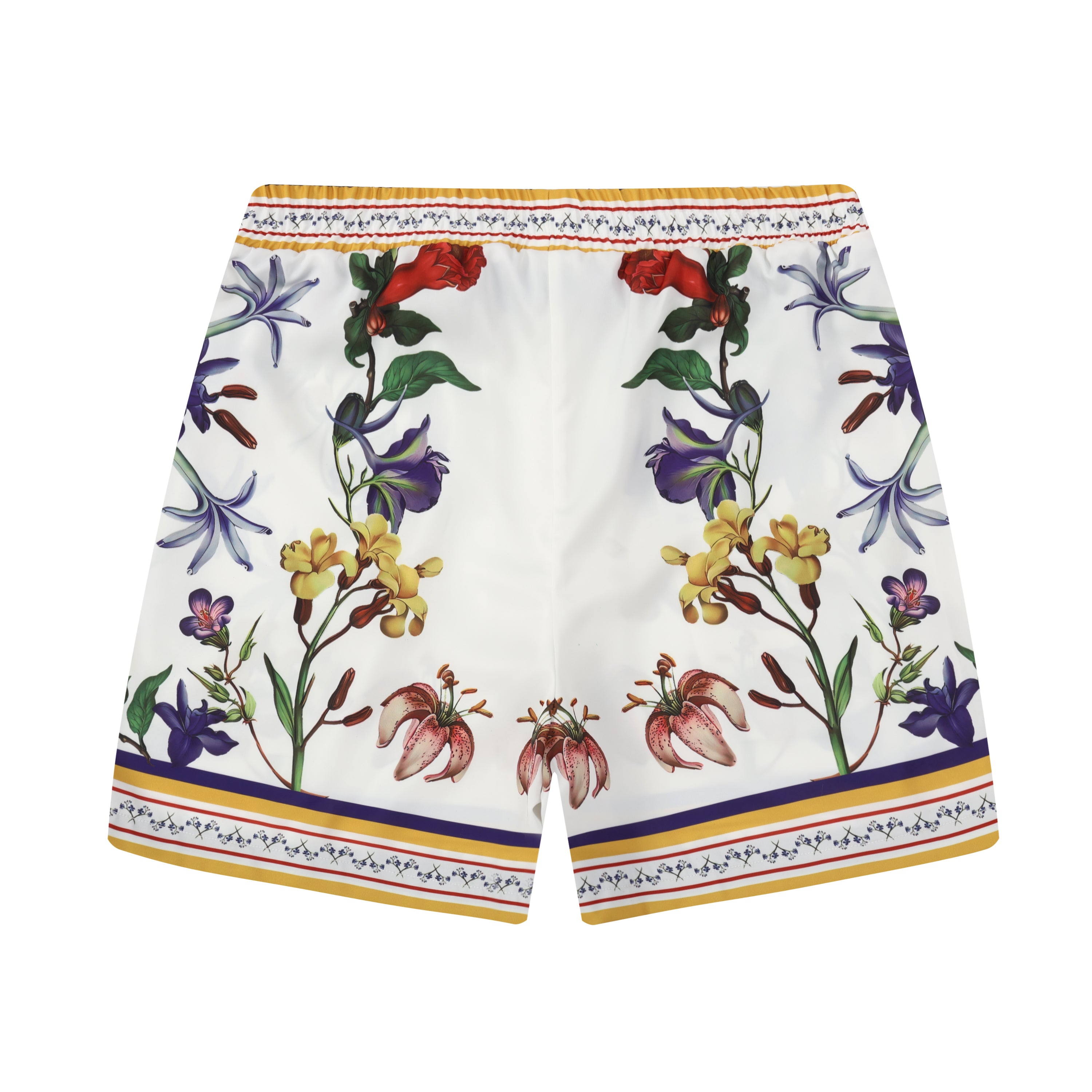 Floral Pattern Elastic Waistband Casual Shorts Jonvidesign