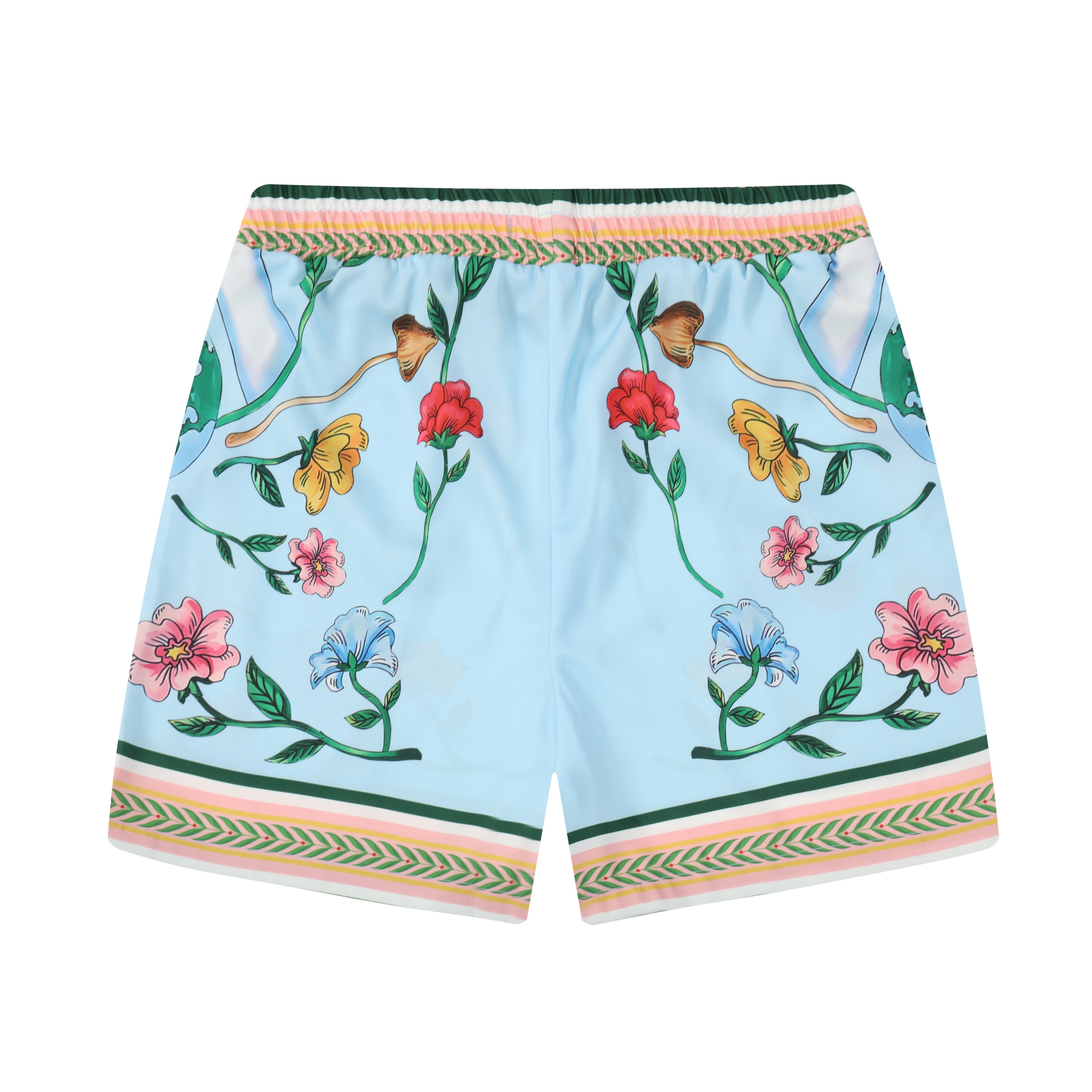 Floral Pattern Elastic Waistband Casual Shorts Jonvidesign