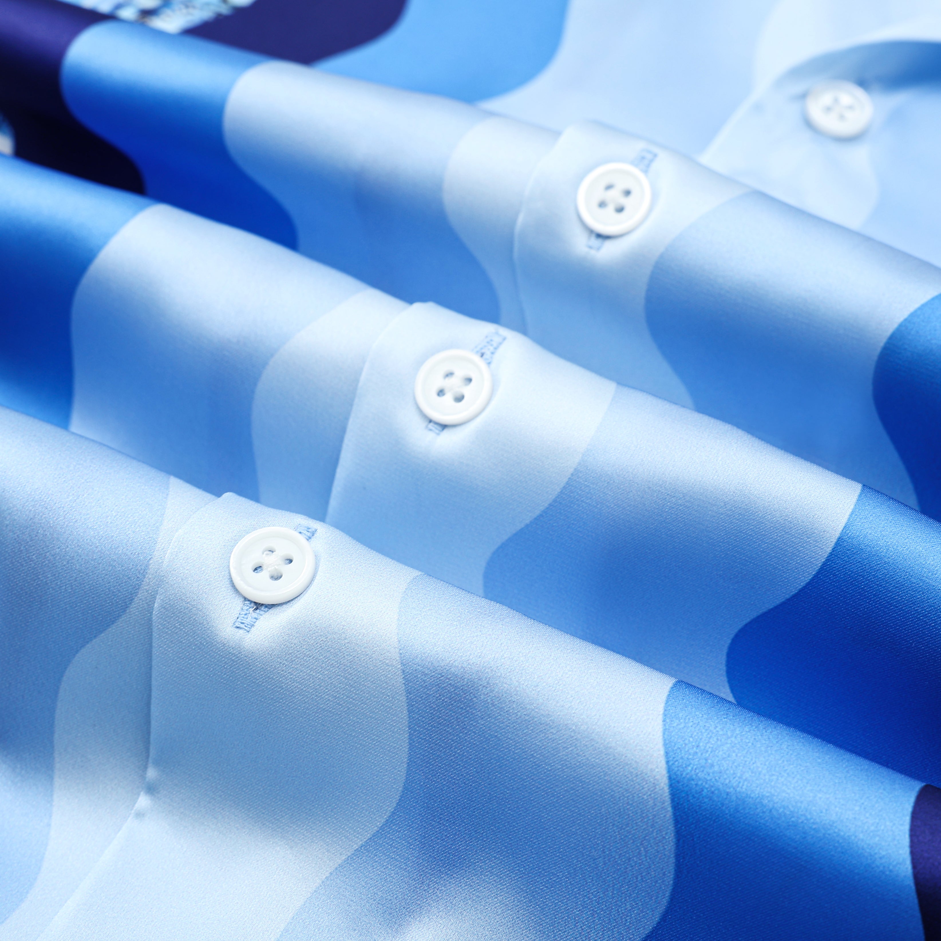 Blue Ferry Pattern Camp Collar Casual Shirt for Men Jonvidesign