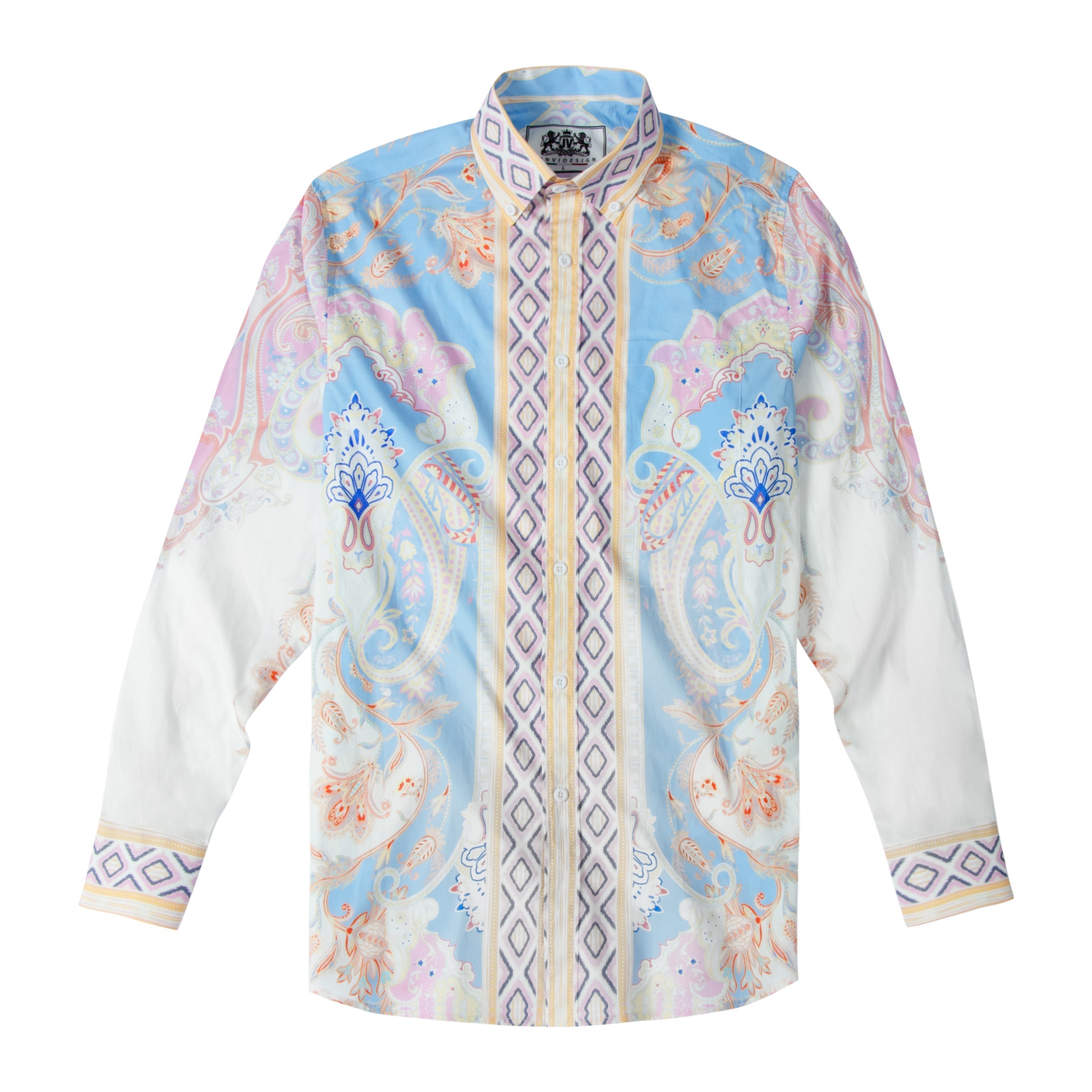 Aurora Paisley Pattern Long Sleeve Button Down Shirt Jonvidesign