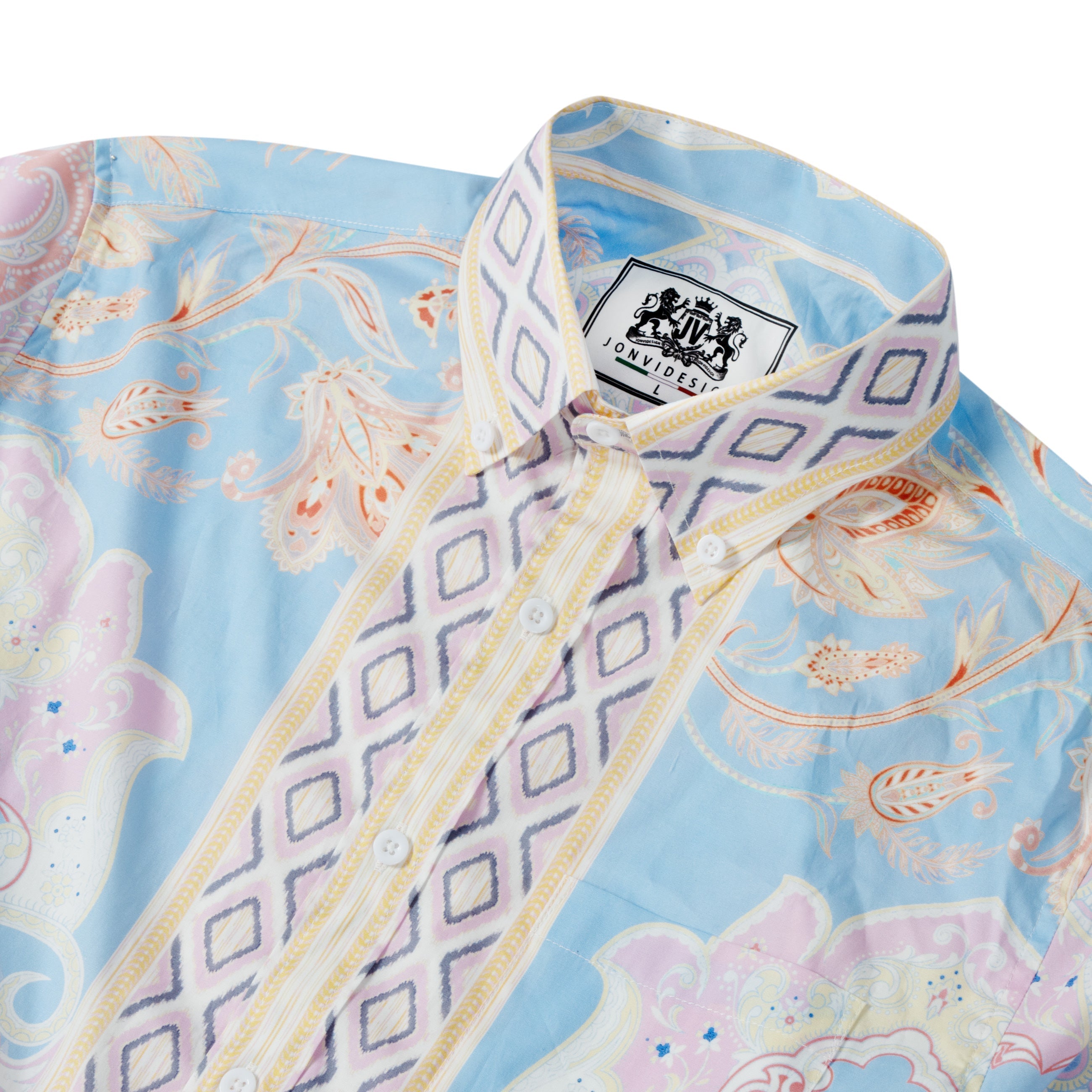 Aurora Paisley Pattern Long Sleeve Button Down Shirt Jonvidesign