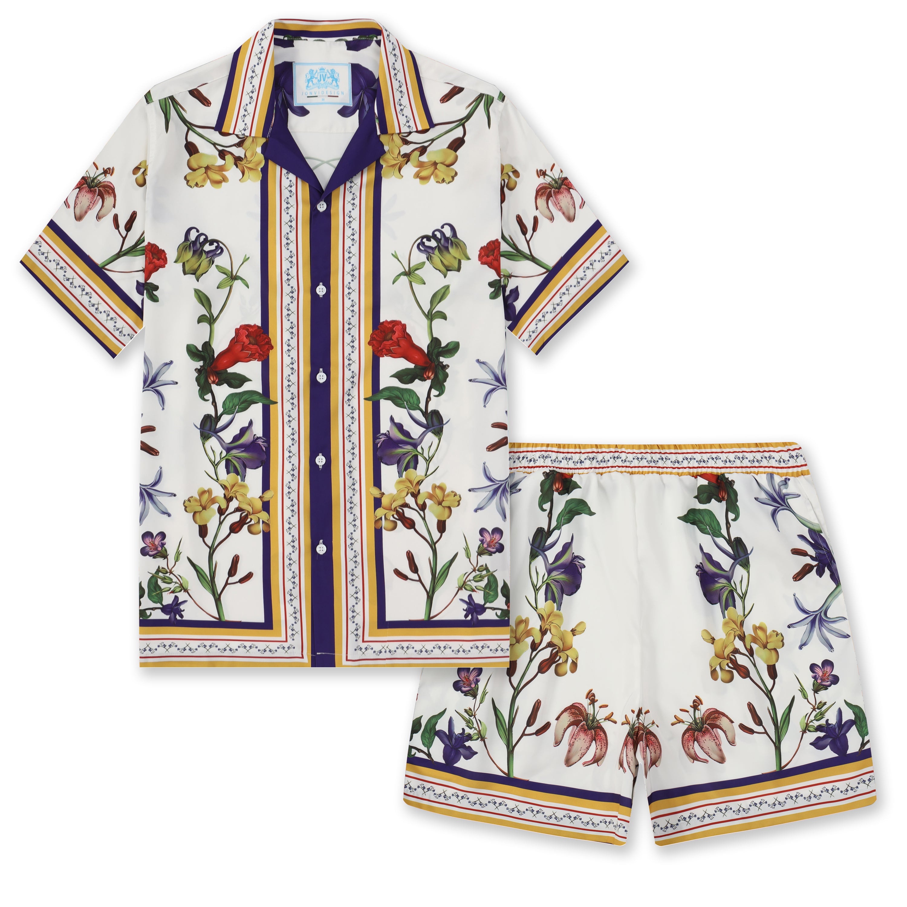 Floral Pattern Elastic Waistband Casual Shorts Jonvidesign