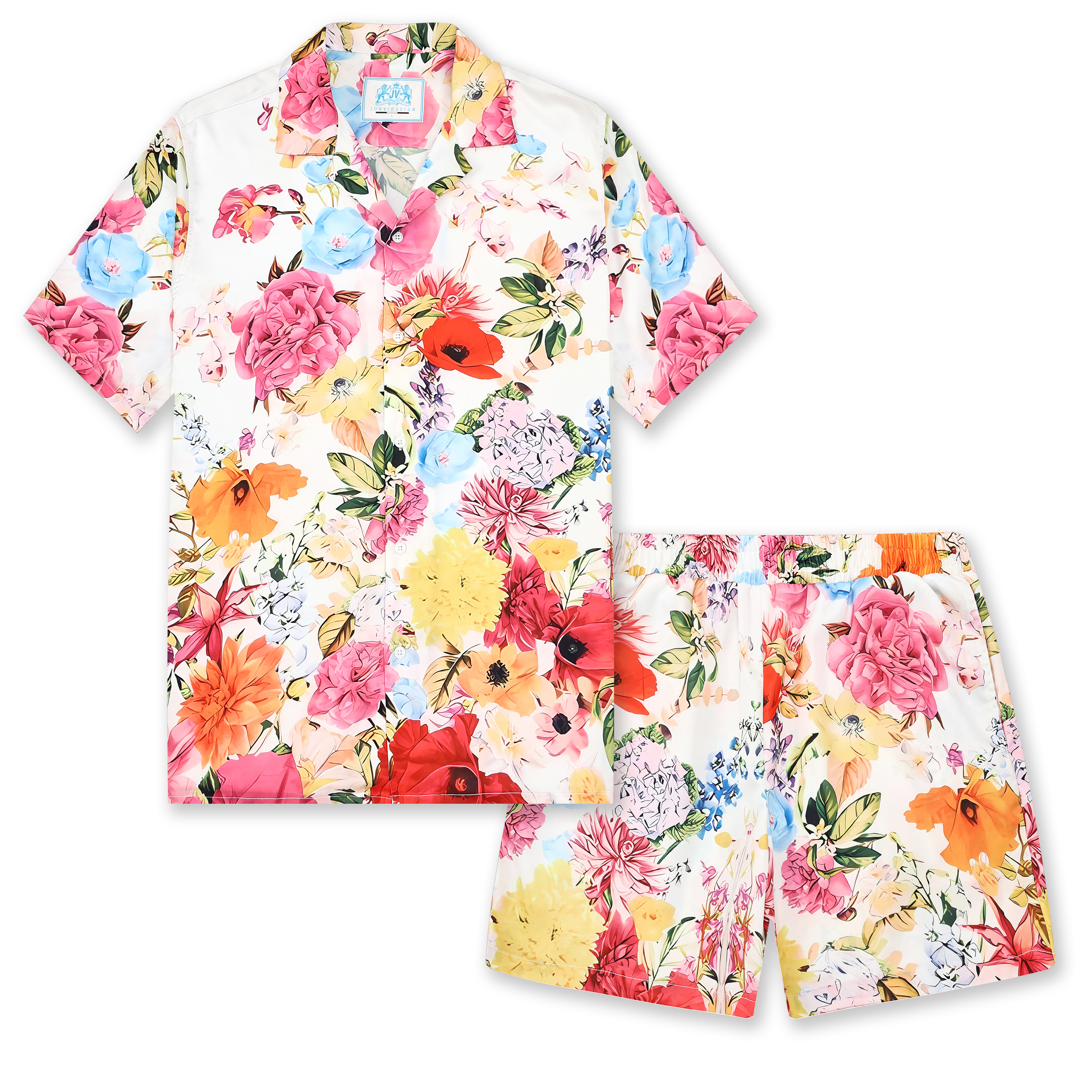 Summer Floral Pattern Elastic Waistband Casual Shorts Jonvidesign