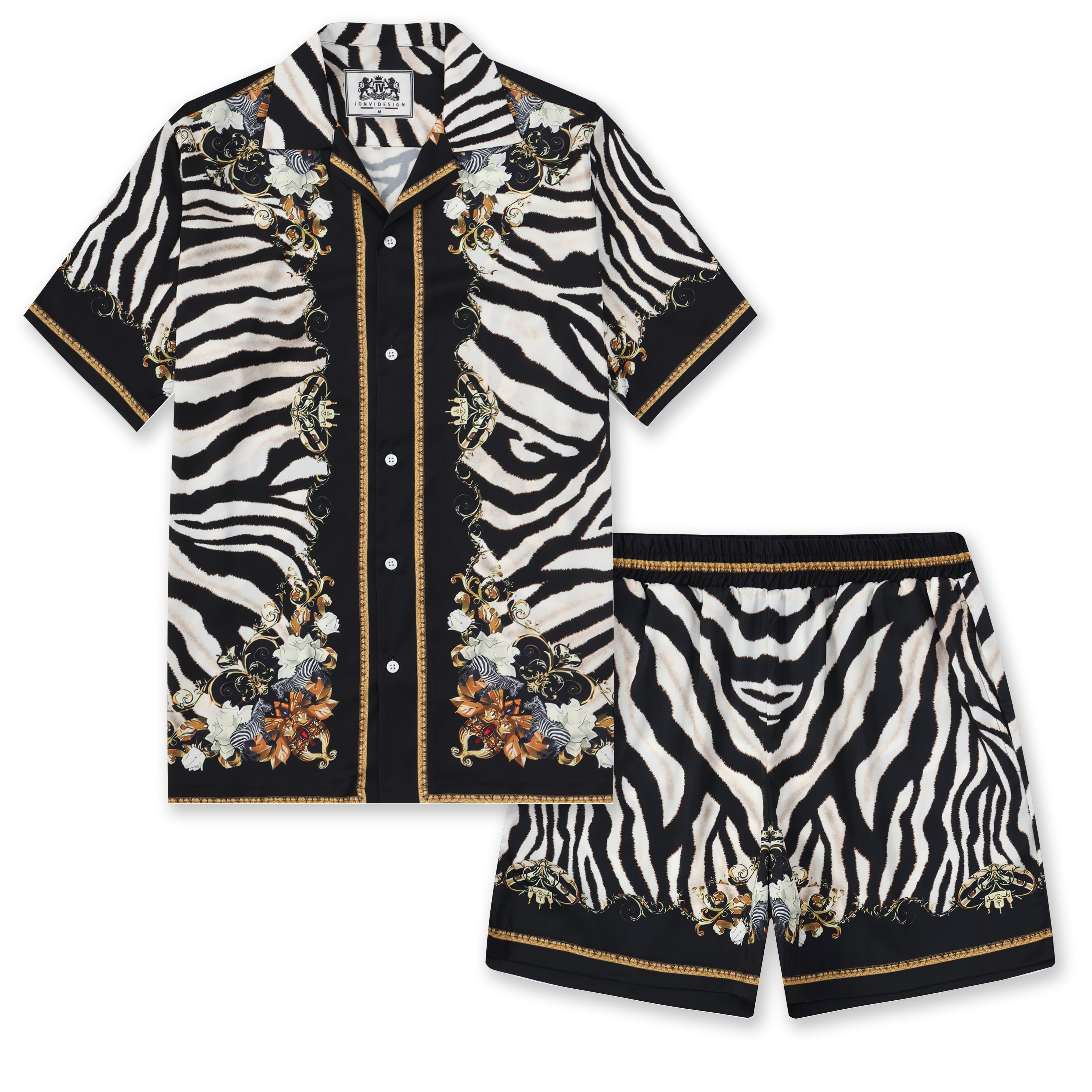 Wild Zebra Pattern Elastic Waistband Casual Shorts Jonvidesign