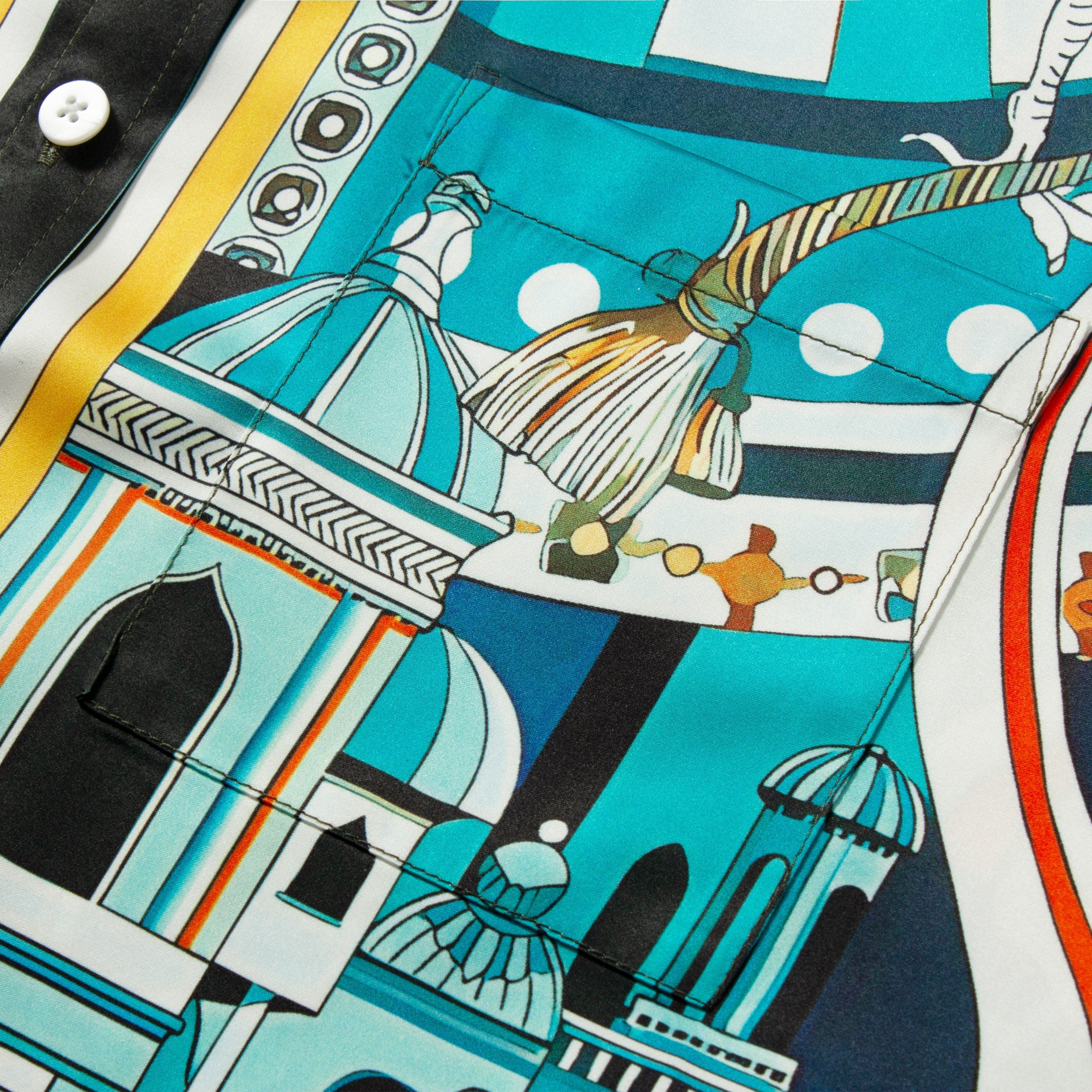 Architecture Pattern Short Sleeve Shirt in Green Jonvidesign