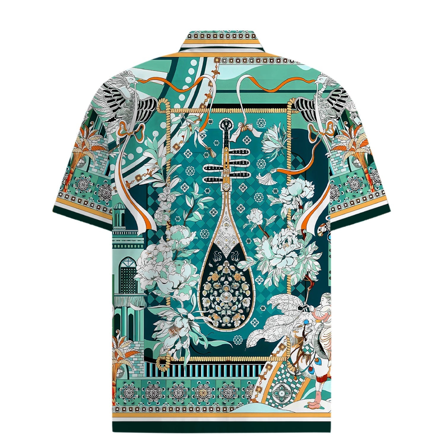 Architecture Pattern Short Sleeve Shirt in Green Jonvidesign