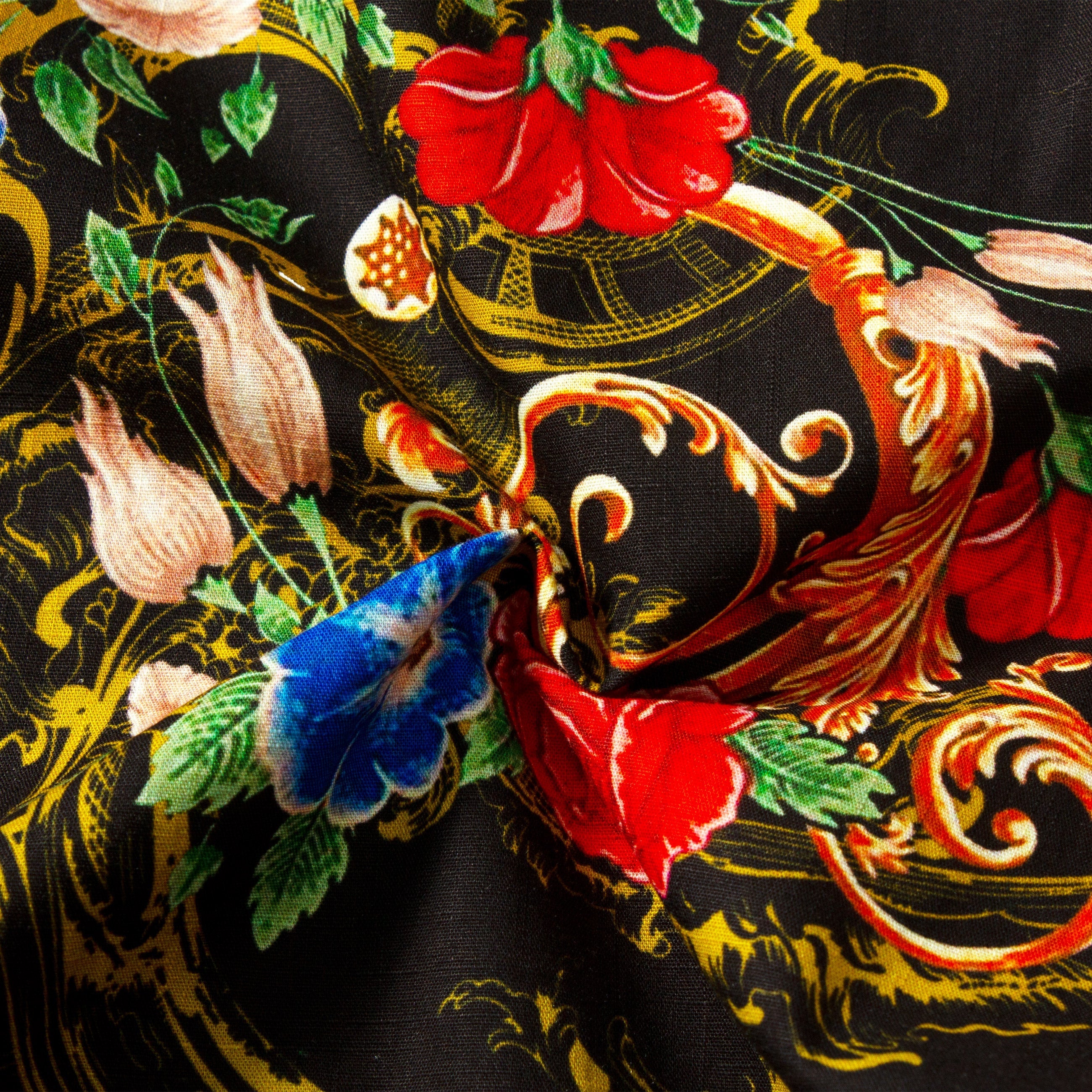 Baroque Floral Pattern Short Sleeve Shirt for Men Jonvidesign