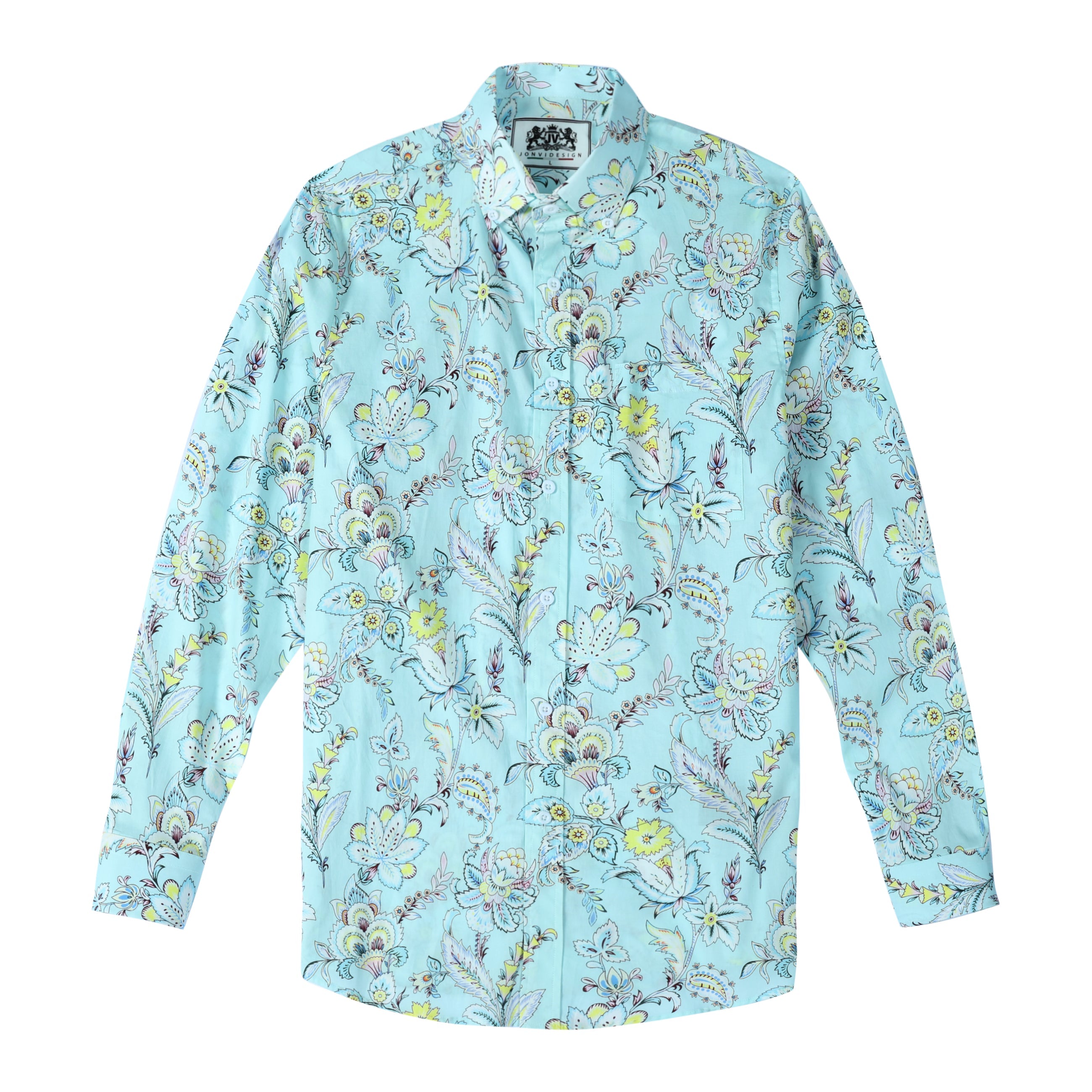 Blue Floral Button Down Shirt Jonvidesign