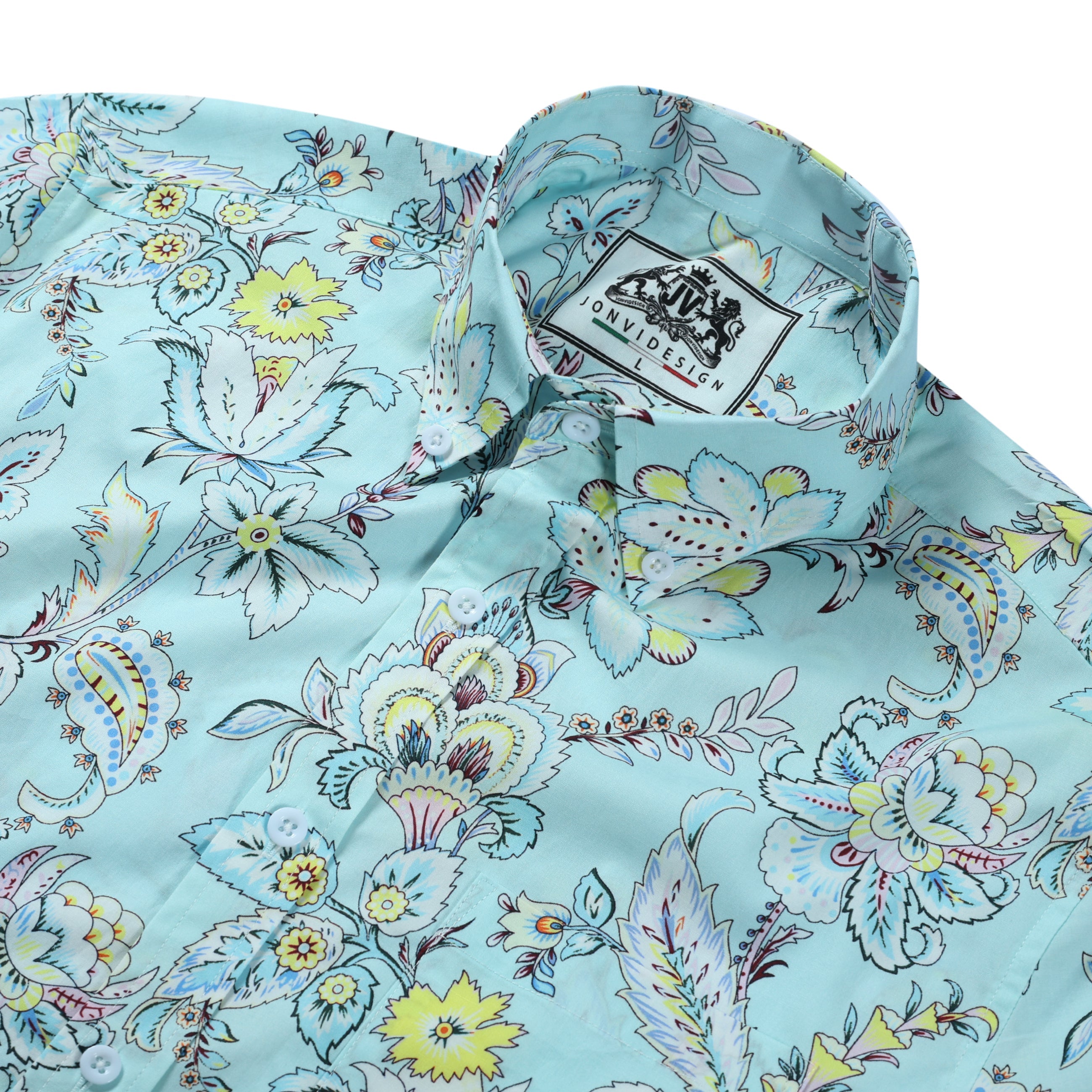 Blue Floral Button Down Shirt Jonvidesign